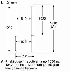Bosch Series 4, French Door, 605 L, 183 cm, nerūdijančio plieno - Šaldytuvas