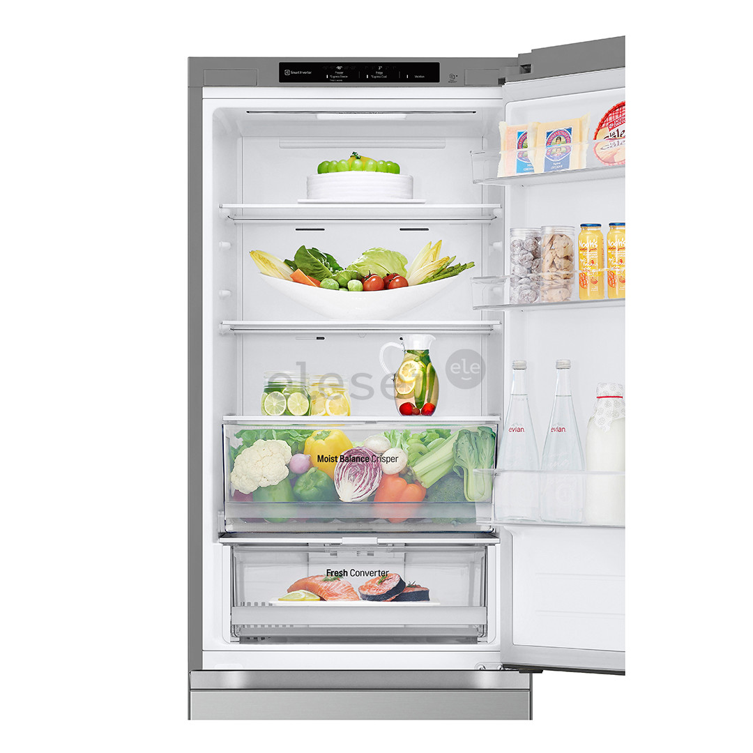 LG, NoFrost, 344 L, 186 cm, sidabro spalvos - Šaldytuvas