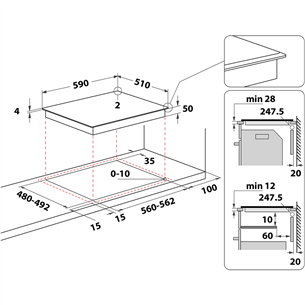 Whirlpool, 73 L, black - Orkaitė + indukcinė kaitlentė