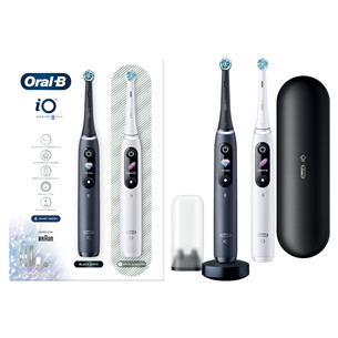 Braun Oral-B iO 8 Duo, 2 vnt., juodas/baltas - Elektriniai dantų šepetėliai