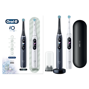 Braun Oral-B iO 8 Duo, 2 vnt., juodas/baltas - Elektrinių dantų šepetukų komplektas Prekė - IO8DUOWB IO8DUOWB