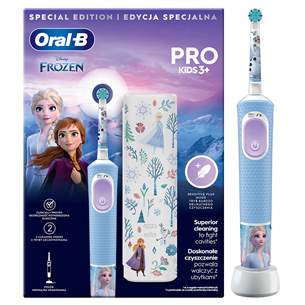 Braun Oral-B Vitality PRO Kids, Frozen - Elektrinis dantų šepetėlis + nešiojimo dėklas Prekė - D103FROZEN.TC D103FROZEN.TC