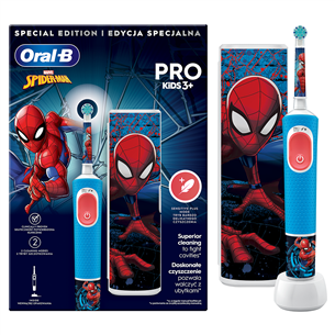 Braun Oral-B Vitality PRO Kids, Spiderman - Elektrinis dantų šepetėlis + nešiojimo dėklas Prekė - D103SPIDERMAN.TC D103SPIDERMAN.TC