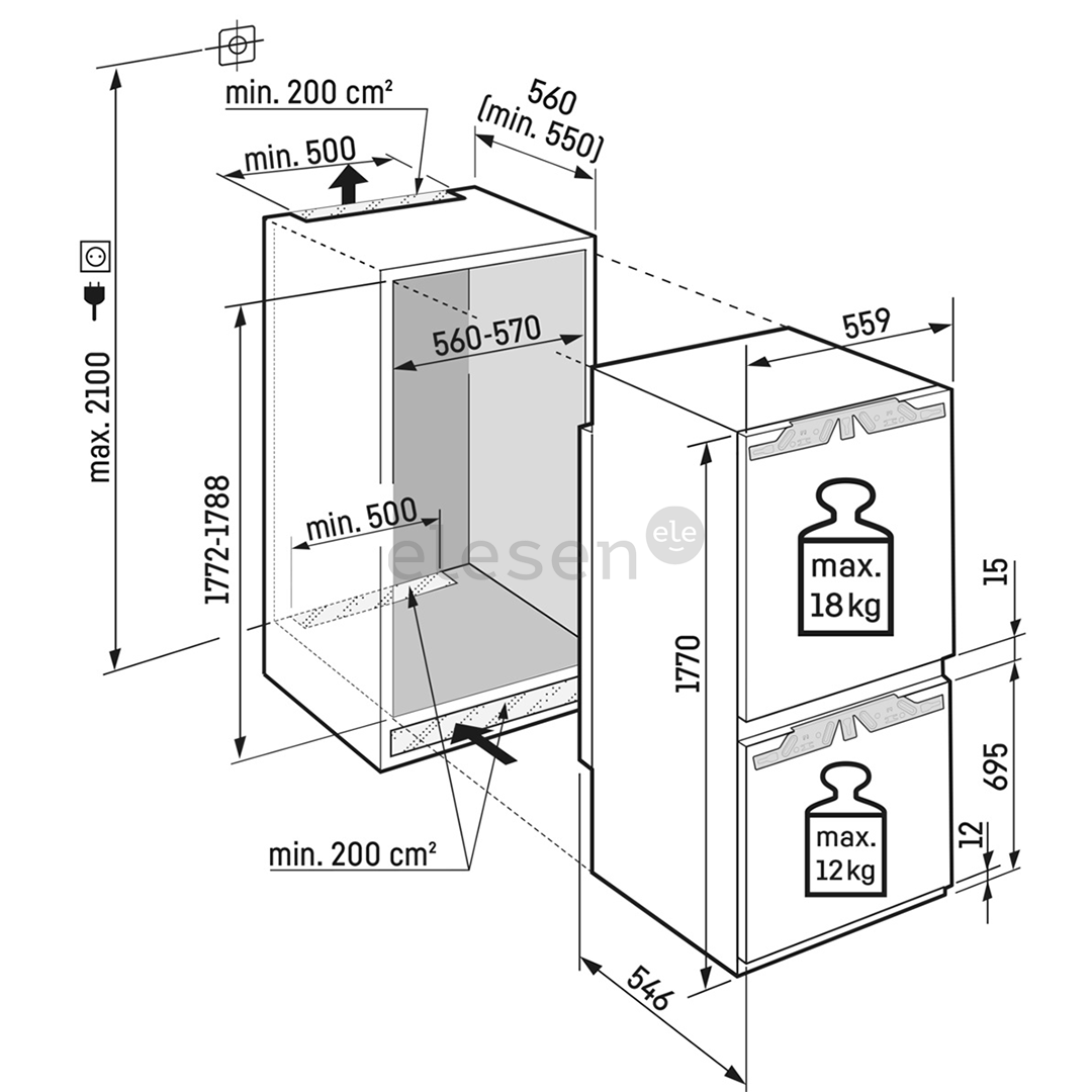 Liebherr, 254 L, height 178 cm - Built-in Refrigerator Item - SICND5153-20
