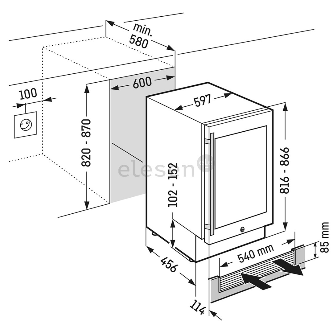 Liebherr, 34 бутылки, высота 82 см, серебристый - Интегрируемый винный шкаф