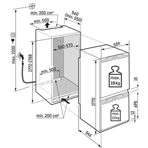 Liebherr, 246 L, height 178 cm - Built-in Refrigerator Item - ICBND5163