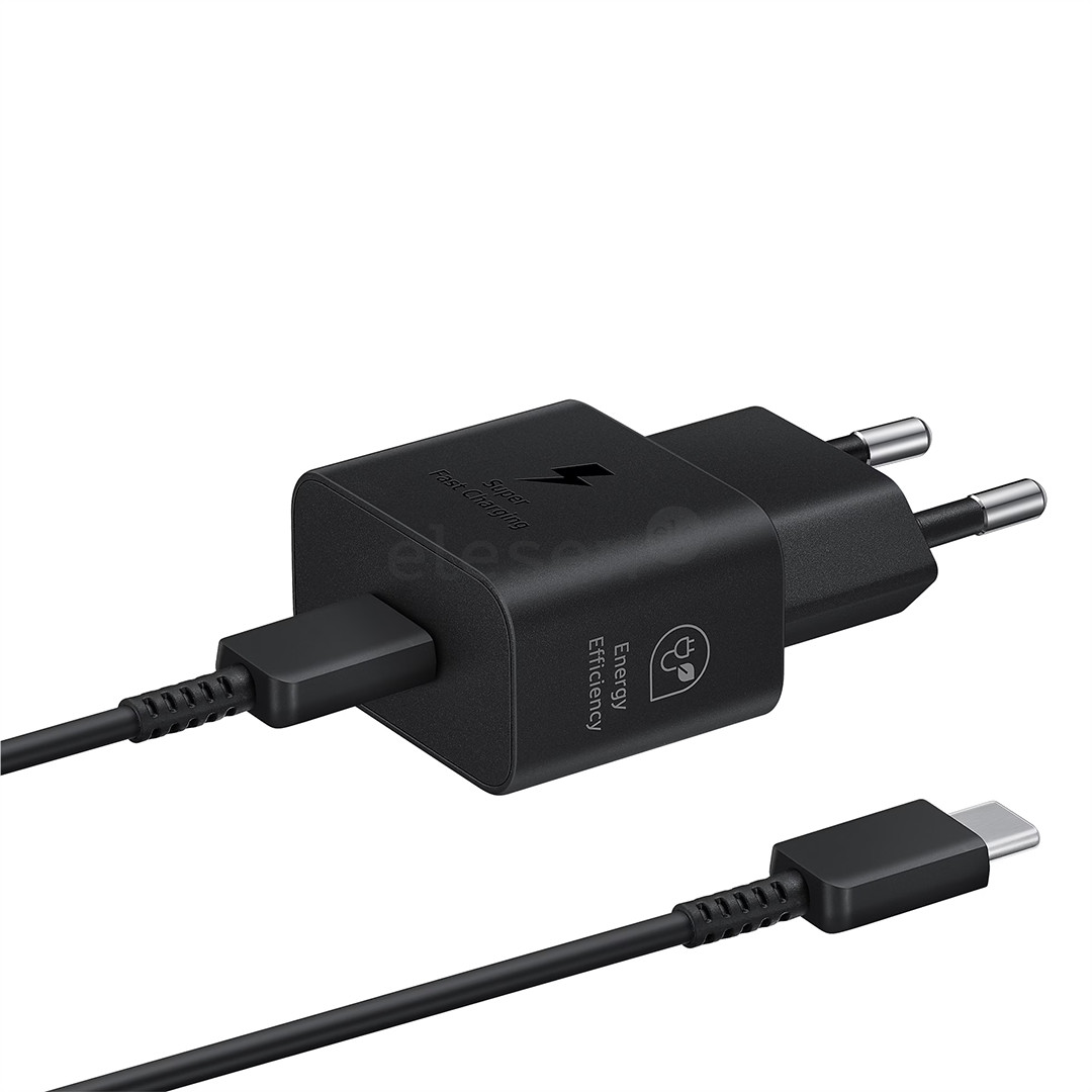 Samsung, USB-C, 25 W, juodas - Maitinimo adapteris ir USB-C laidas