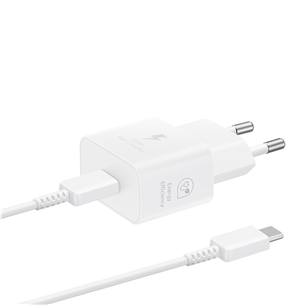 Samsung, USB-C, 25 W, white - Power adapter and USB-C cable Item - EP-T2510XWEGEU EP-T2510XWEGEU