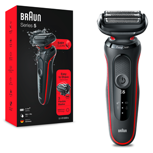 Braun Series 5, Wet & Dry, black/red - Barzdaskutė Prekė - 51-R1000S 51-R1000S