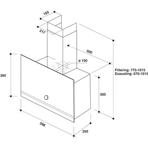 Whirlpool, 485 m³/h, width 60 cm, black - Cooker hood Item - WHVA62FLMK