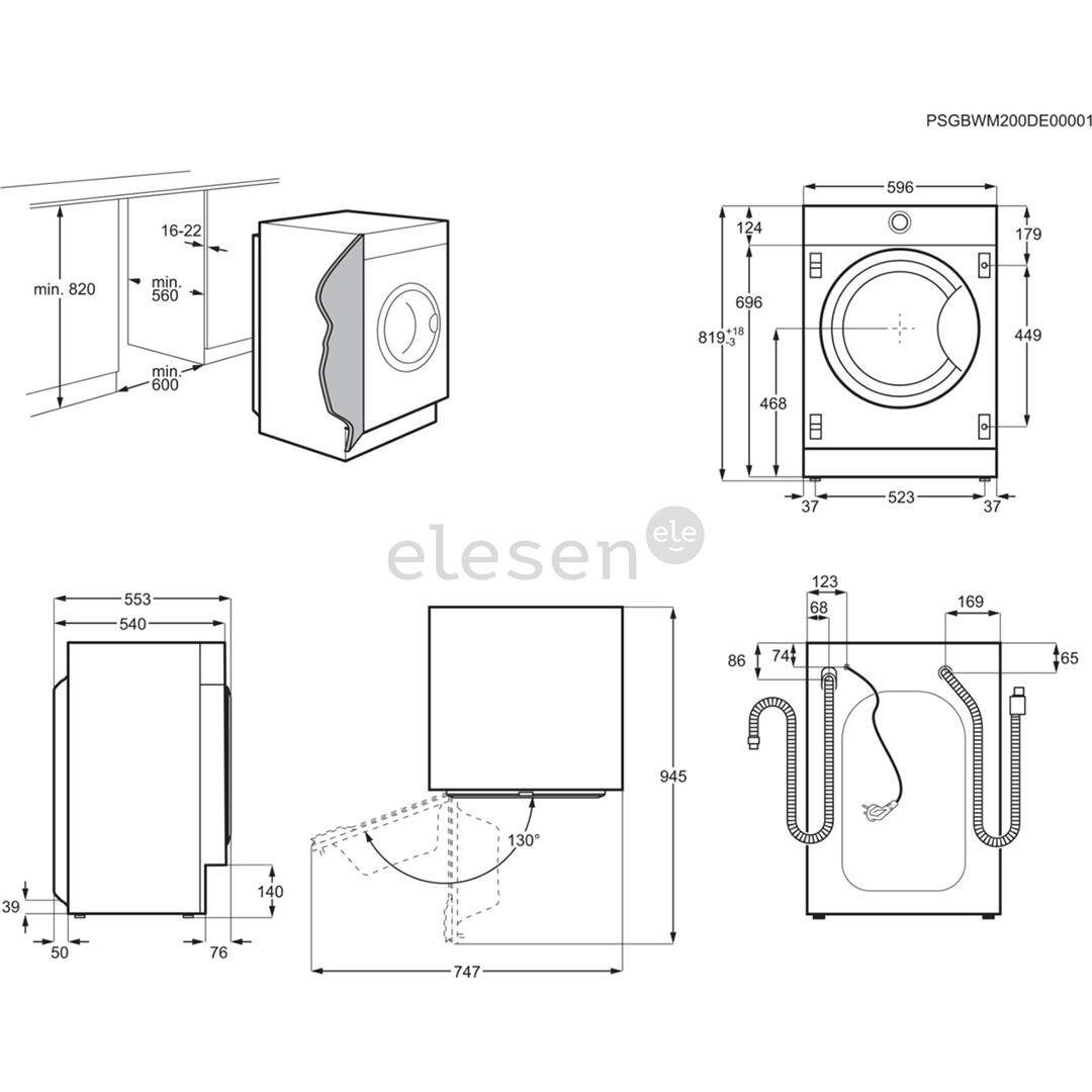 Electrolux 700 SteamCare, 7 kg, depth 54 cm, 1400 rpm - Built-in washing machine