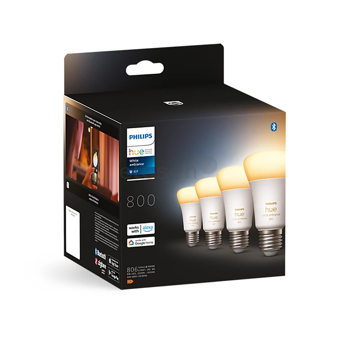 Philips Hue White Ambiance 800, E27, белый, 4 шт. - Умные лампы Товар - 929002489804