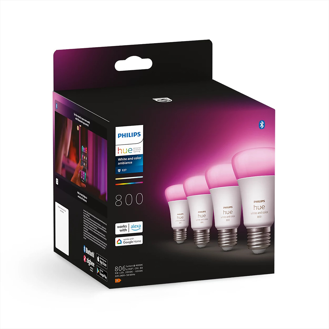 Philips Hue White and Color Ambiance 800, E27, color, 4 pcs - Smart light Item - 929002489604