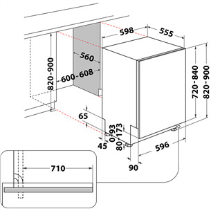 Whirlpool, 14 place settings, width 60 cm - Built-in dishwasher