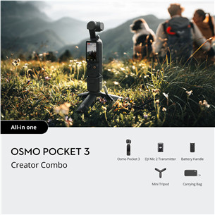 DJI Osmo Pocket 3 Creator Combo, gimbal, juoda - Kamera
