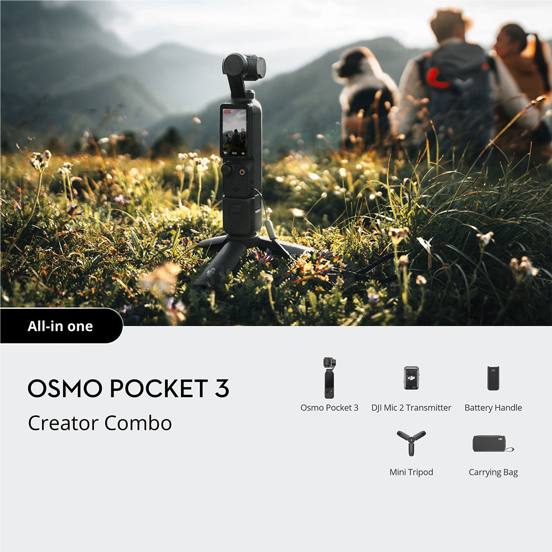 DJI Osmo Pocket 3 Creator Combo, gimbal, juoda - Kamera