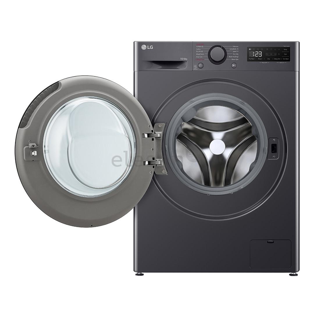 LG, 10 kg / 6 kg, depth 56,5 cm, 1400 rpm, black - Washer-dryer combo