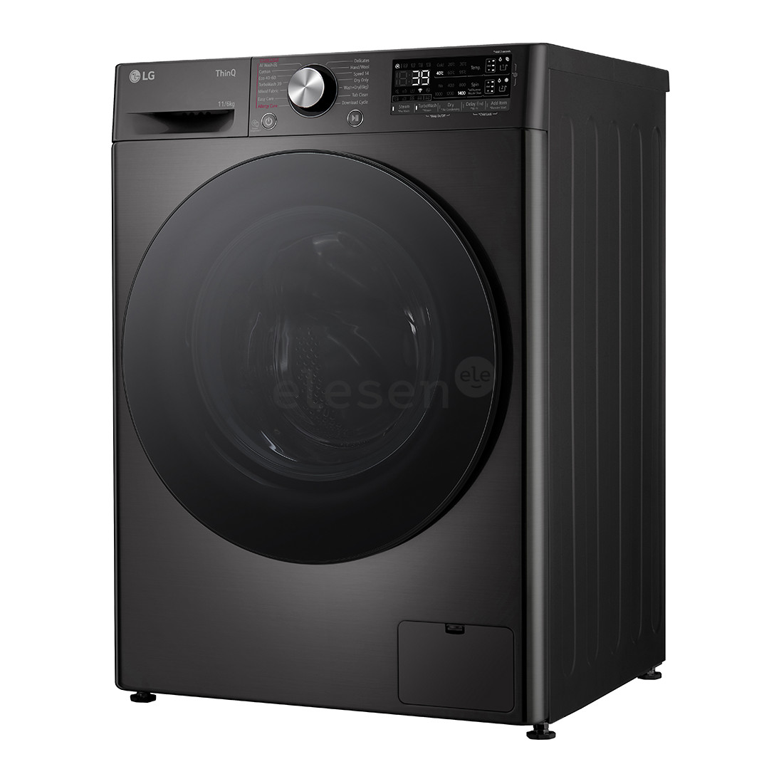 LG, 11 kg / 6 kg, depth 56,5 cm, 1400 rpm, black - Washer-dryer combo