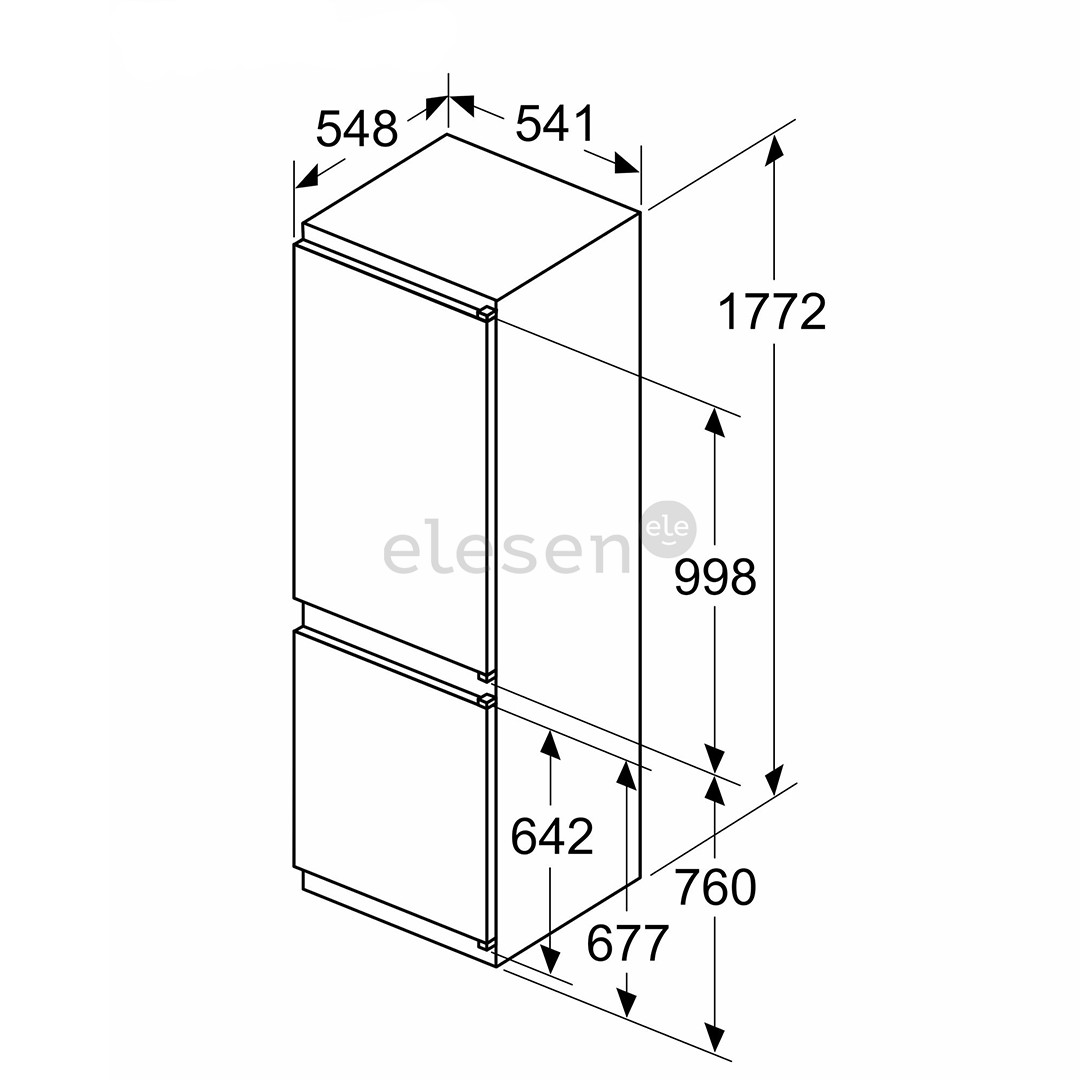 Bosch, Series 2, NoFrost, 260 л, высота 178 см - Интегрируемый холодильник