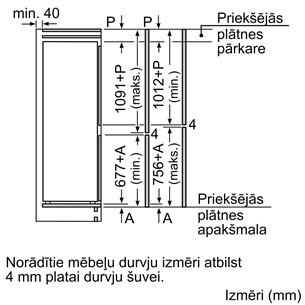 Bosch, Series 2, NoFrost, 260 л, высота 178 см - Интегрируемый холодильник