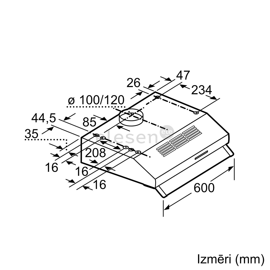 Bosch, 350 m³/h, width 60 cm, white - Cooker Hood