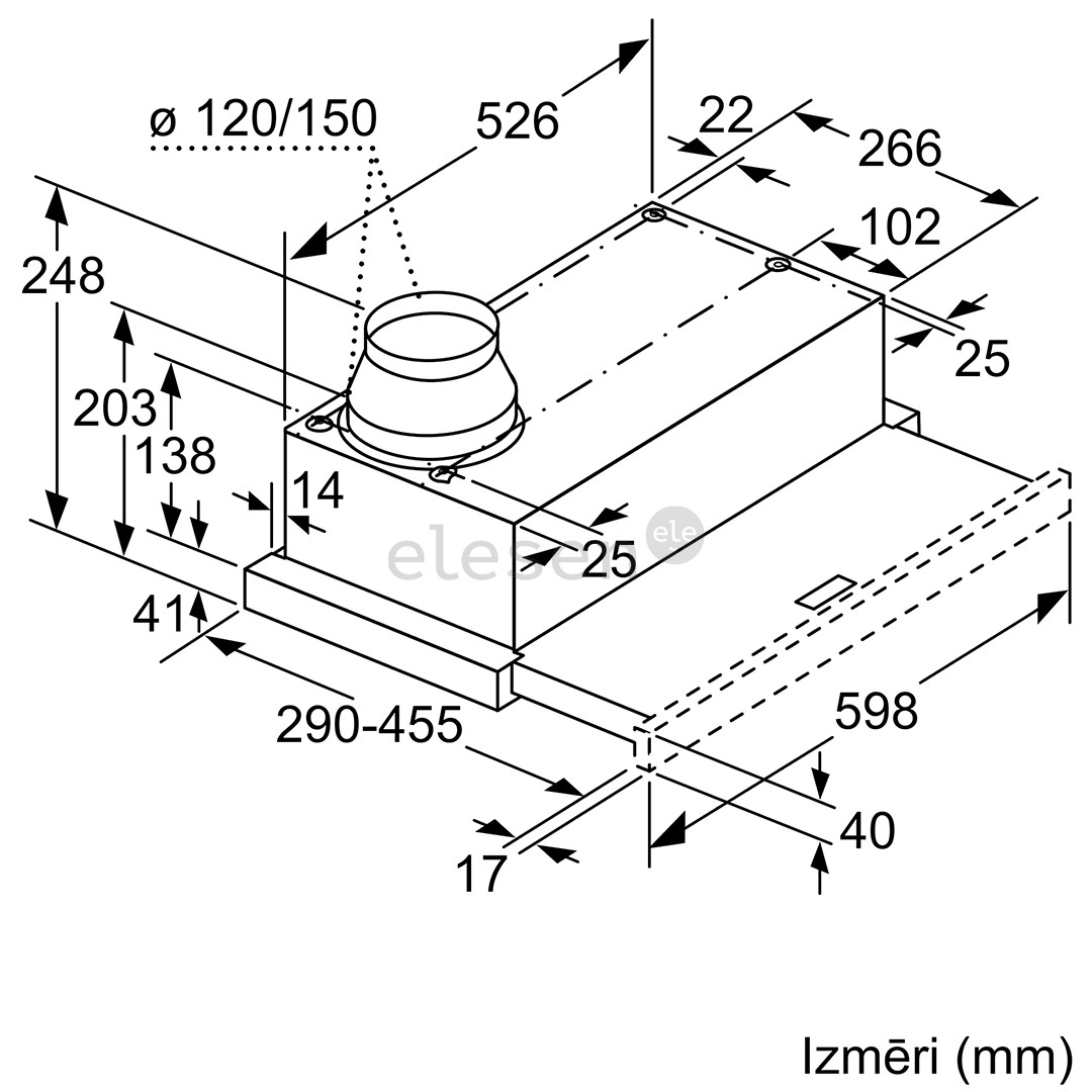 Bosch, 405 m³/h, width 59.8 cm, silver - Built-in Cooker Hood