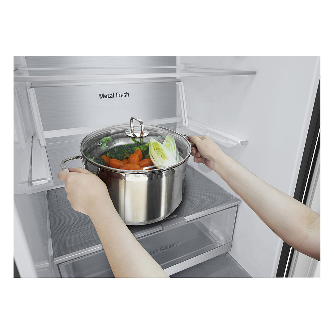 LG, NoFrost, 387 L, 203 cm, juodas - Šaldytuvas