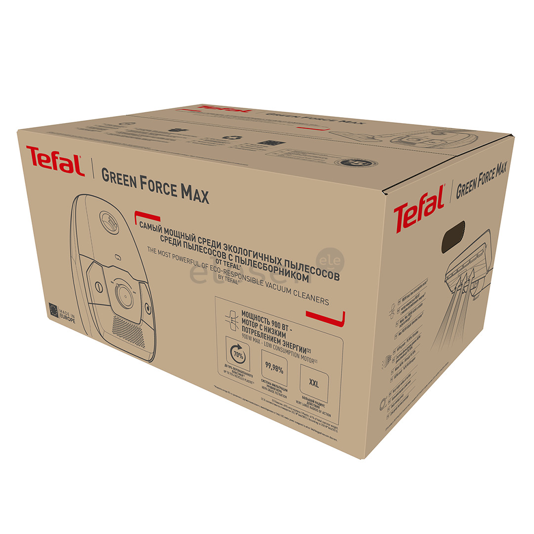 Tefal Green Force Max, 900 W, juodas - Dulkių siurblys Prekė - TW4931EA