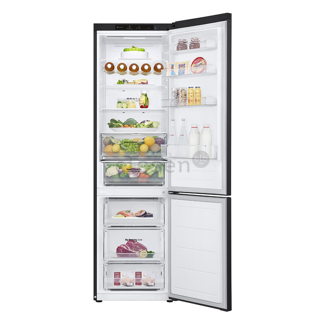 LG, NoFrost, 387 L, 203 cm, juodas - Šaldytuvas