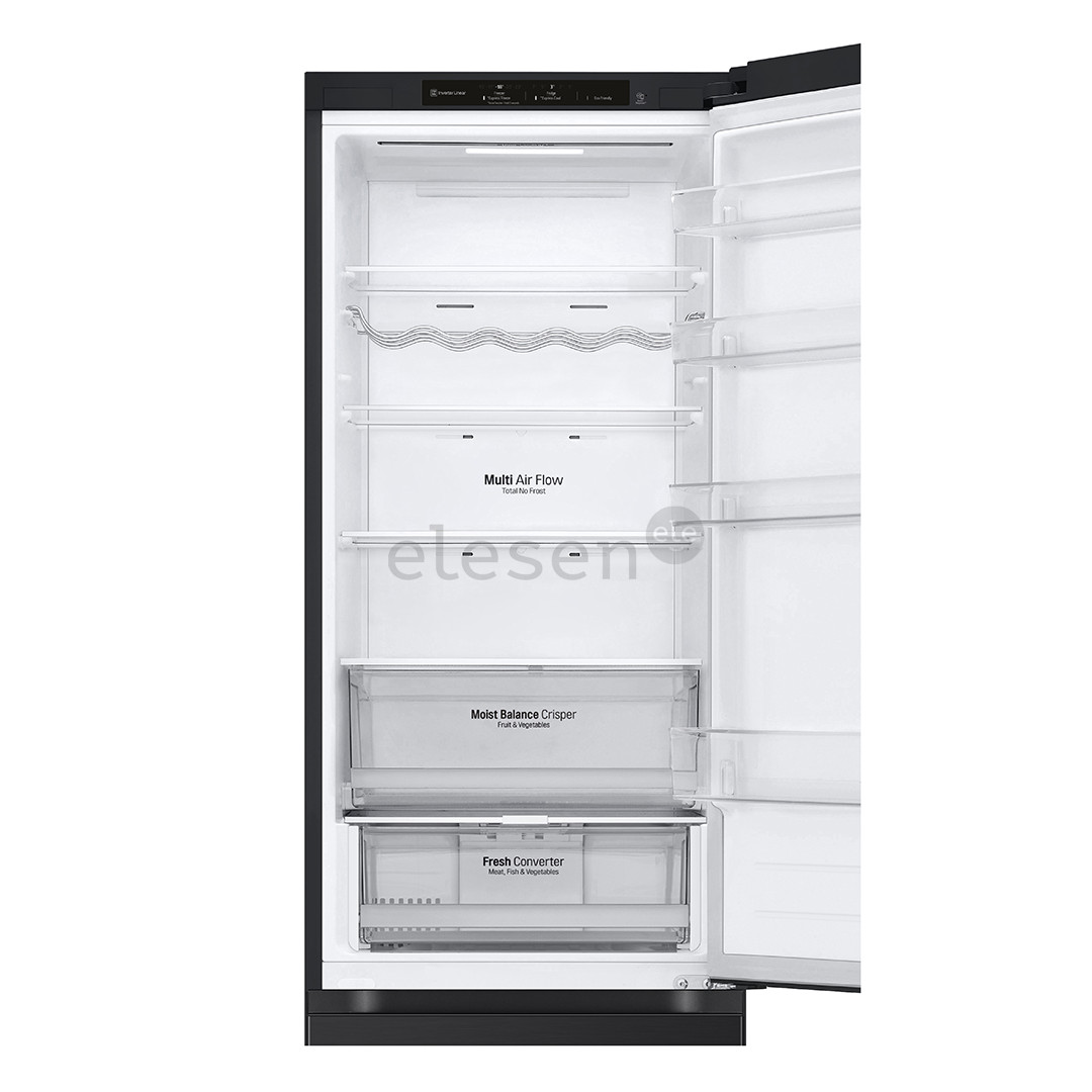 LG, NoFrost, 387 L, 203 cm, juodas - Šaldytuvas