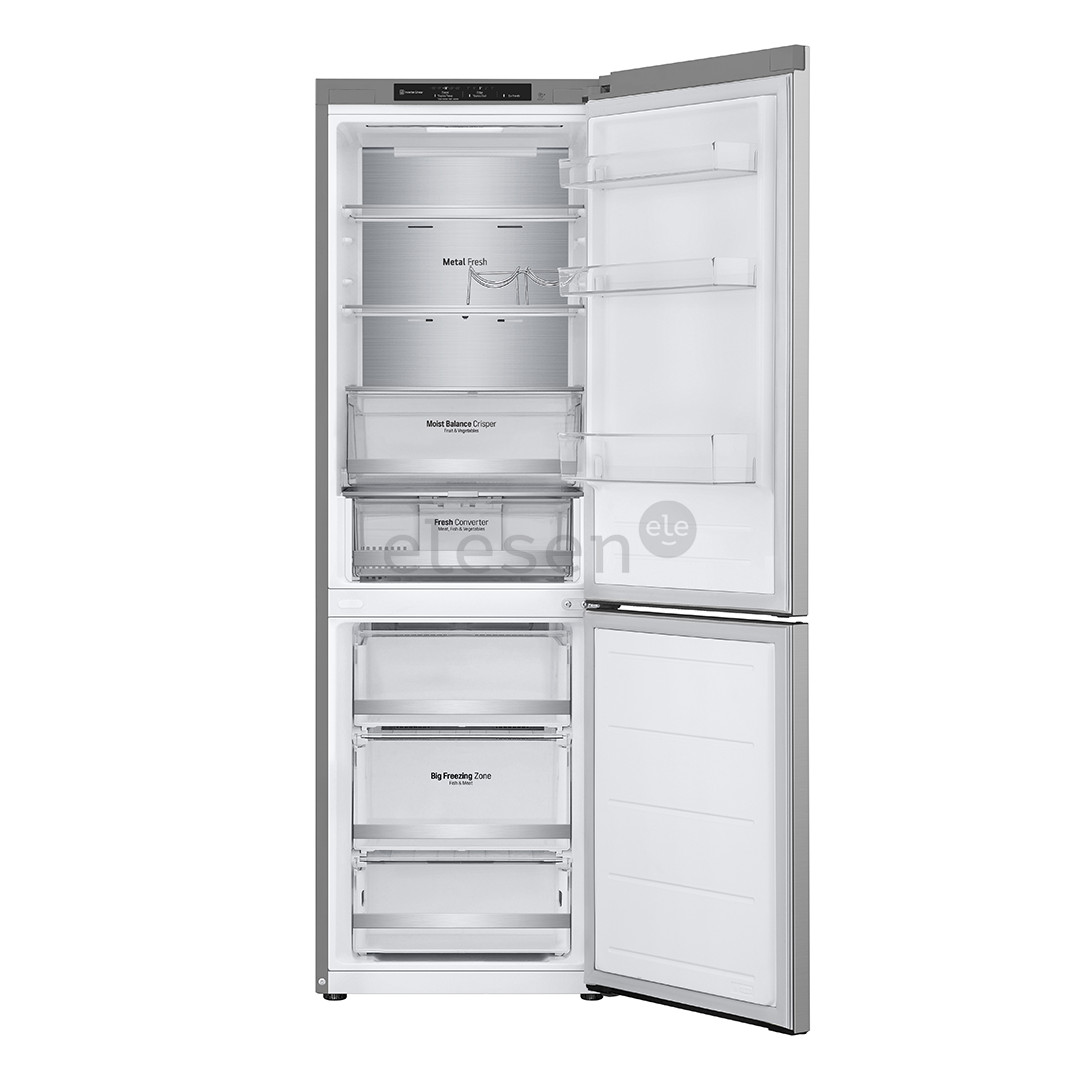 LG, NoFrost, 344 L, 186 cm, sidabro spalvos - Šaldytuvas