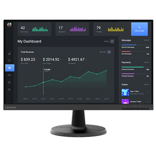 Lenovo D24-40, 24'', FHD, LED VA, 75 Hz, black - Monitorius Prekė - 67A2KAC6EU