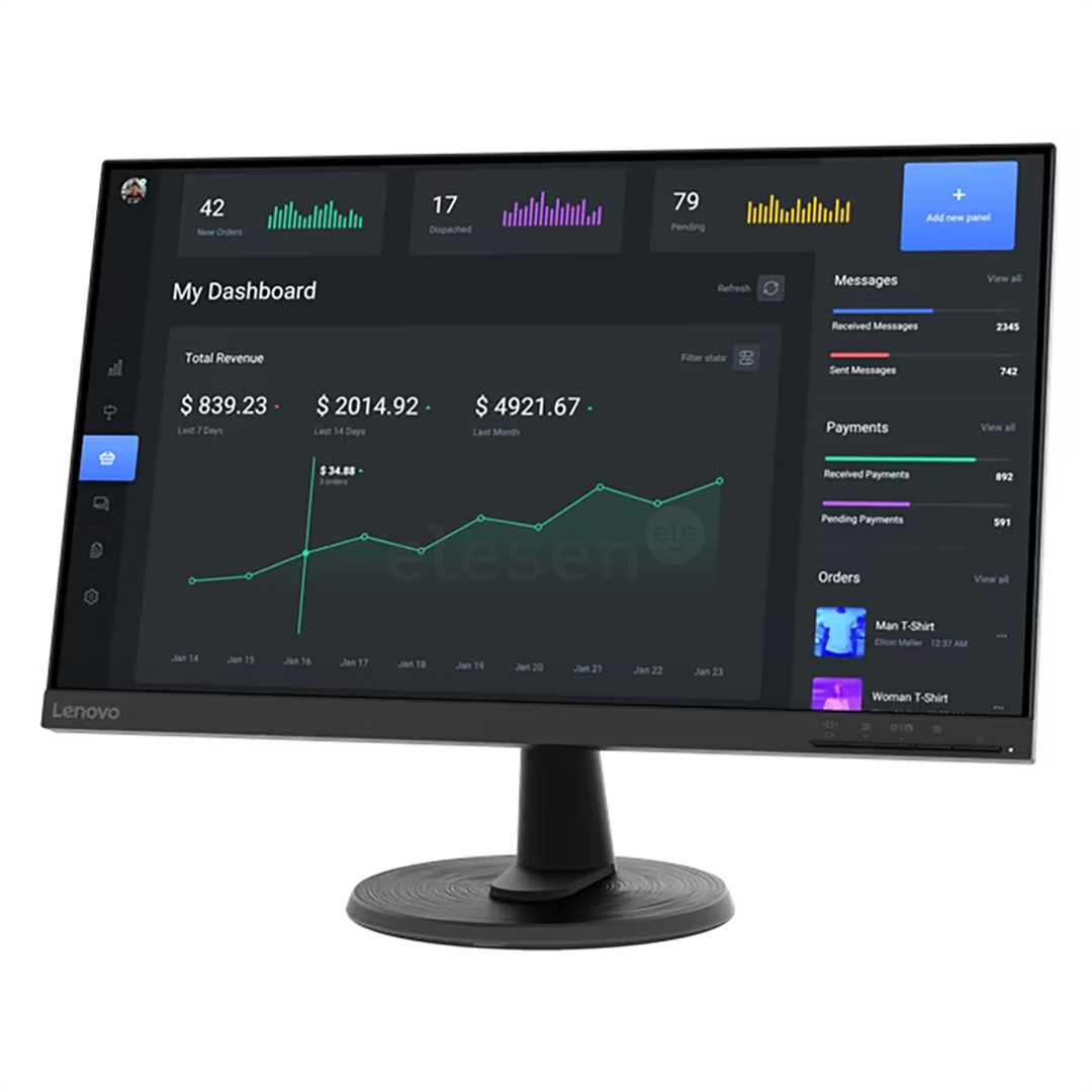 Lenovo D24-40, 24'', FHD, LED VA, 75 Hz, black - Monitorius Prekė - 67A2KAC6EU