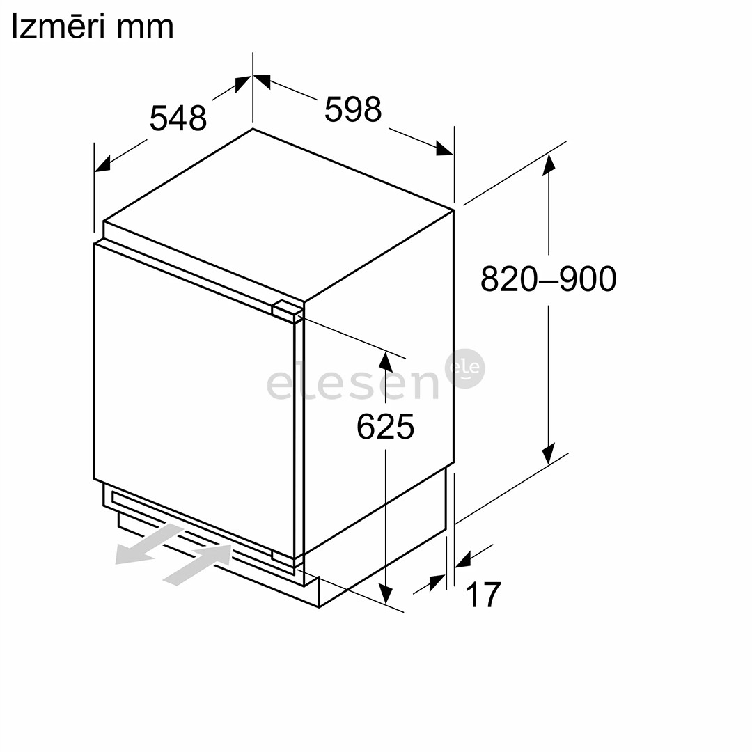 Bosch Series 6, 134 L, height 82 cm - Built-in cooler