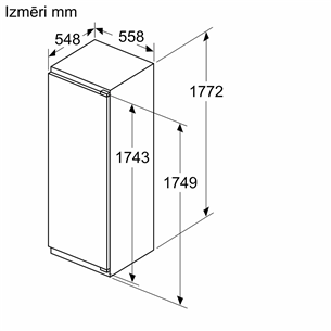 Bosch, Series 4,  280 L, aukštis 178 cm - Įmontuojamas šaldytuvas