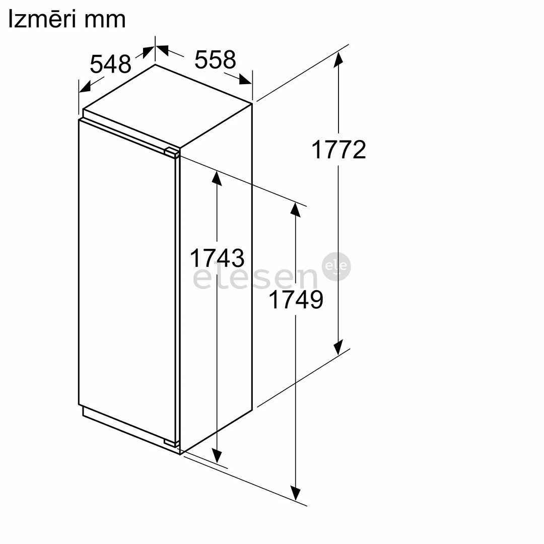 Bosch, Series 4,  280 L, height 178 cm - Built-in refrigerator