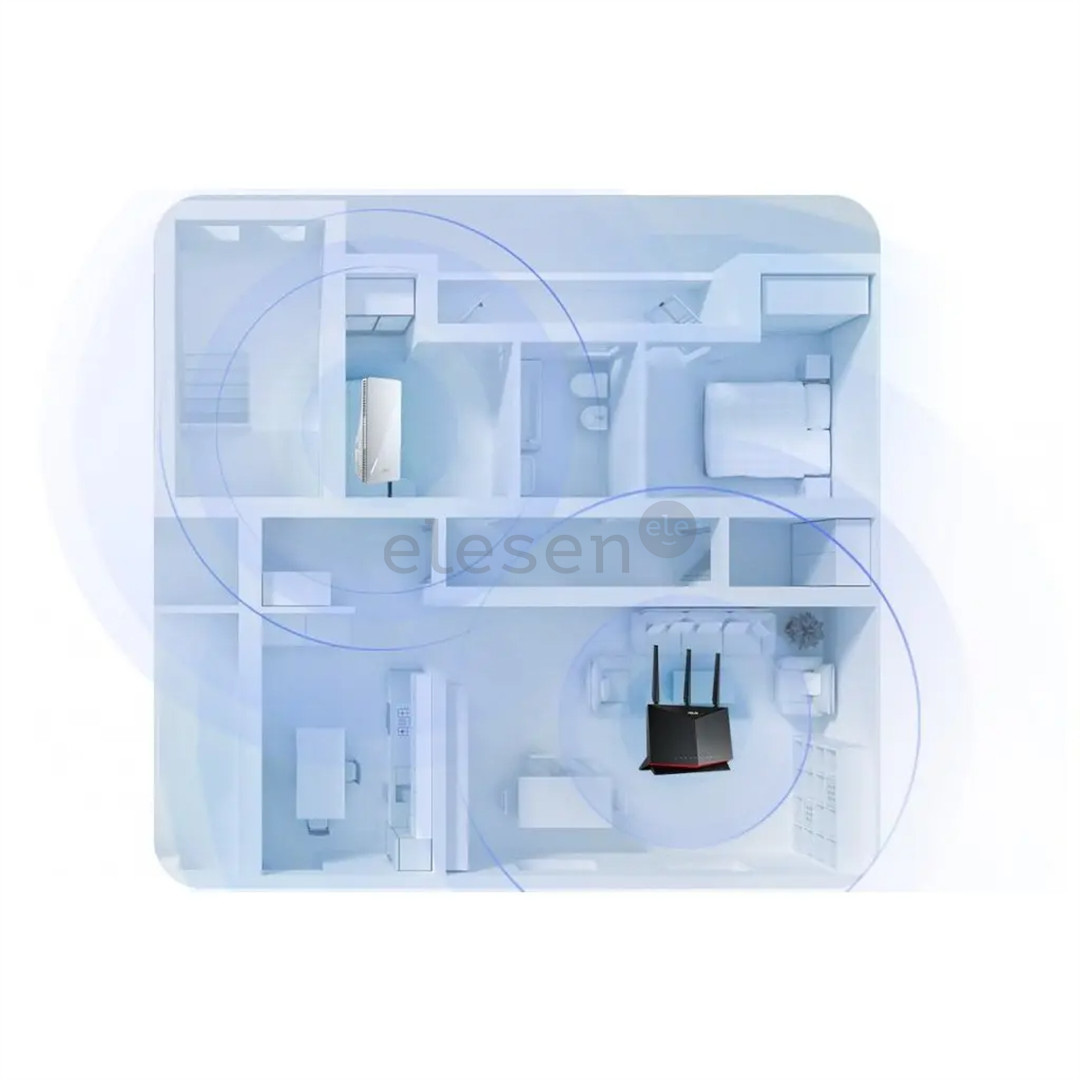 ASUS RP-AX58, WiFi 6, baltas - Bevielio ryšio stiprintuvas Prekė - 90IG07C0-MO0C10