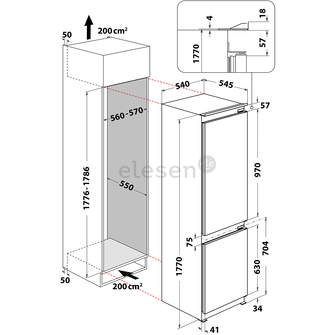 Whirlpool, StopFrost, 273 L, height 177 cm - Built-in refrigerator