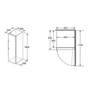Bosch Series 6, NoFrost, 242 L, 186 cm, inox - Freezer Item - GSN36BIEP