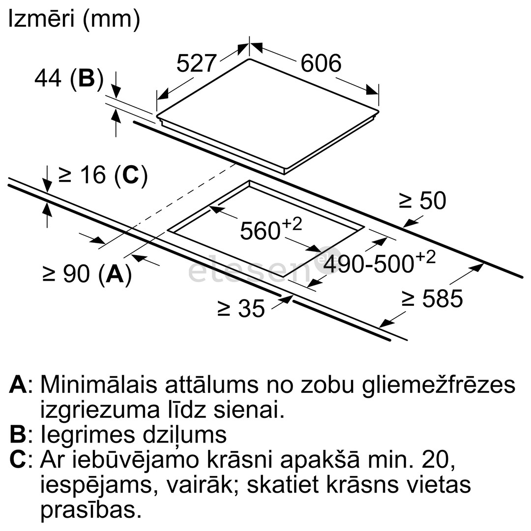 Bosch, ширина 60,6 см, стальная рама, черный - Интегрируемая керамическая варочная панель