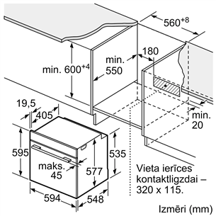 Bosch, Series 8, valymas garais, 71 L, juoda - Orkaitė Prekė - HBG7221B1S