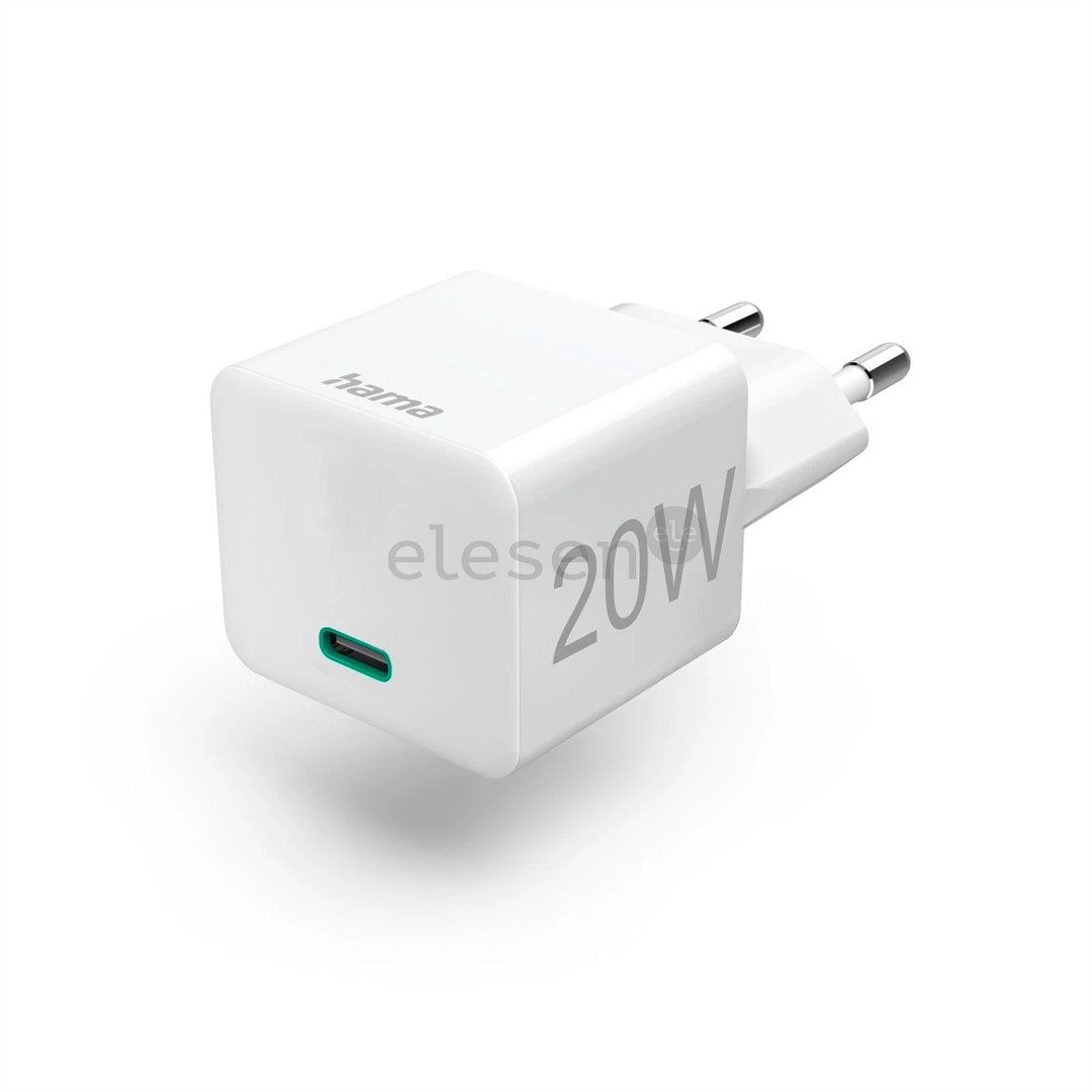 Hama Fast Charger, USB-C, 20 W, baltas - Maitinimo adapteris