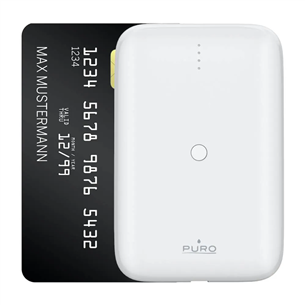 Puro Compact Mini, 10 000 mAh, USB-A, USB-C, balta - Išorinė baterija Prekė - PUFCBB100P9WHI