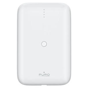 Puro Compact Mini, 10 000 mAh, USB-A, USB-C, balta - Išorinė baterija Prekė - PUFCBB100P9WHI