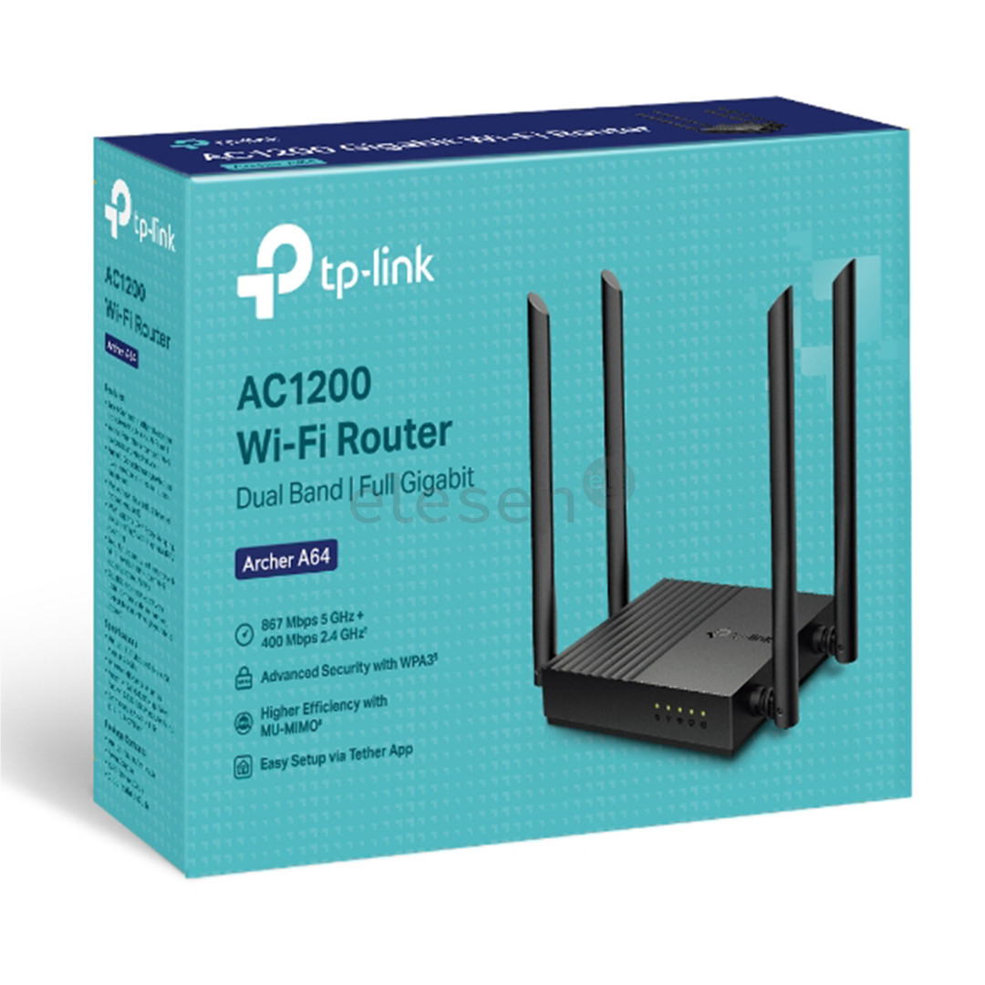 TP-link Archer A64, AC1200, Dual Band, juodas - WiFi maršrutizatorius