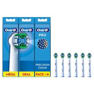 Braun Oral-B Precision Clean Pro, 6 vnt., balti - Dantų šepetėlių antgaliai Prekė - EB20-6 EB20-6