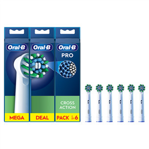 Braun Oral-B Cross Action Pro, 6 vnt., balti - Dantų šepetėlių antgaliai Prekė - EB50-6 EB50-6