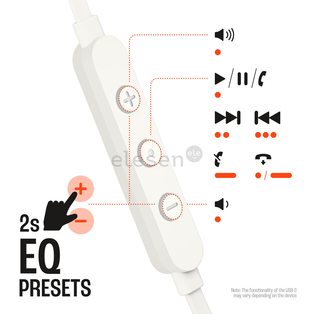 JBL Tune 310C USB-C, in-ear, baltos - Ausinės