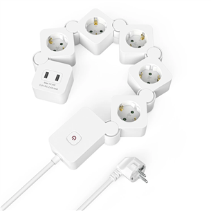 Hama Power Strip, 5-Ways, USB, 12 W, flexible, 1.4 m - Ilgiklis Prekė - 00223190