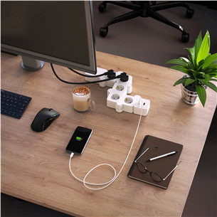 Hama Power Strip, 5 lizdai, USB, 12 W, lankstus, 1,4 m - Ilgiklis